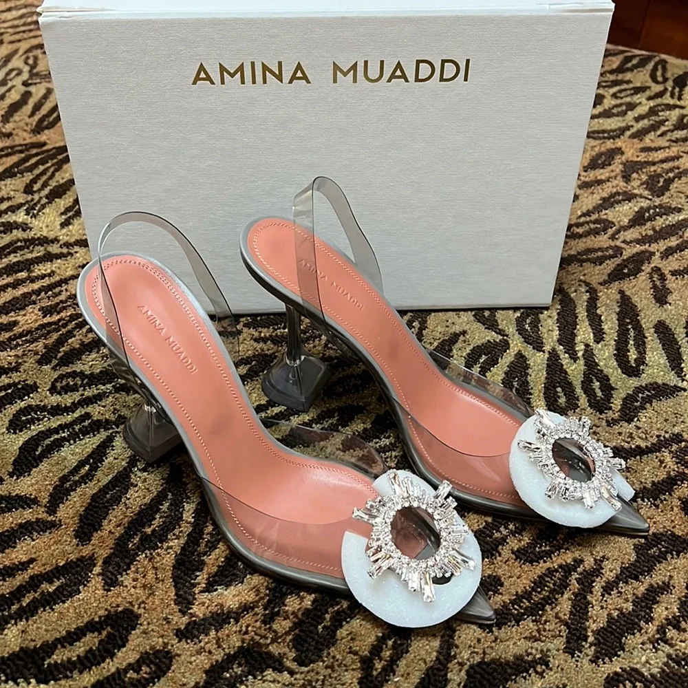 Amina muaddi begum glass pumps clear gray - Picture 1 of 7